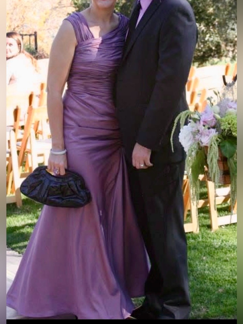 Xscape Lavender Ruched Satin Dress Size 12